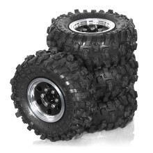 4pcs 51mm 1.0Inch Metal Beadlock Wheel Tire Set for 1/18 1/24 RC Crawler Car TRX4M SCX24 FCX24 Upgrade Parts Black