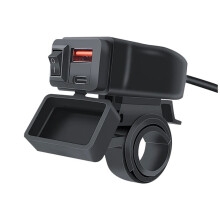 Universal Motorcycle USB+Type-C Charger QC3.0 Handlebar Fast Charging Waterproof Socket Adapter