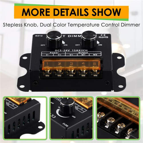 LED Controller  5-24V 15A Dimmerable CCT Dual Color Temperature LED Strip Controller LED Light Box Signboard 1