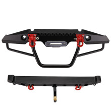 Metal Front/Rear Anti-Collision Bumper with LED Light for 1:10 RC Crawler Car -4 Axial SCX10 SCX10-II 90046 90047
