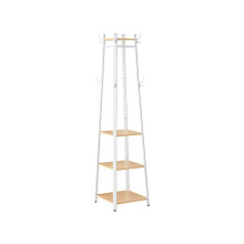 Coat Stand - Steel - Greige and Black - Industrial Style with 4 Shelves and Hooks