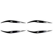 4x Front Headlight Cover Light Lamp Eyelid Eyebrow Trim ABS for Fiesta MK6.5 2013-2017 Bright Black
