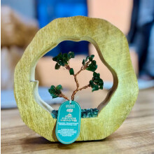 Copăcel Din Aventurin Verde În Inel Din Lemn De Mango 60 De Pietre Prosperitate