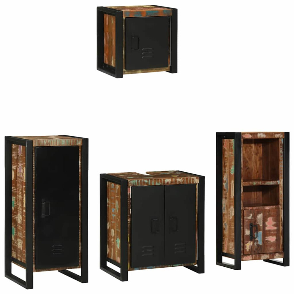 Vidaxl Bathroom Furniture Set With Drawer 4 Pcs Solid Reclaim Wood