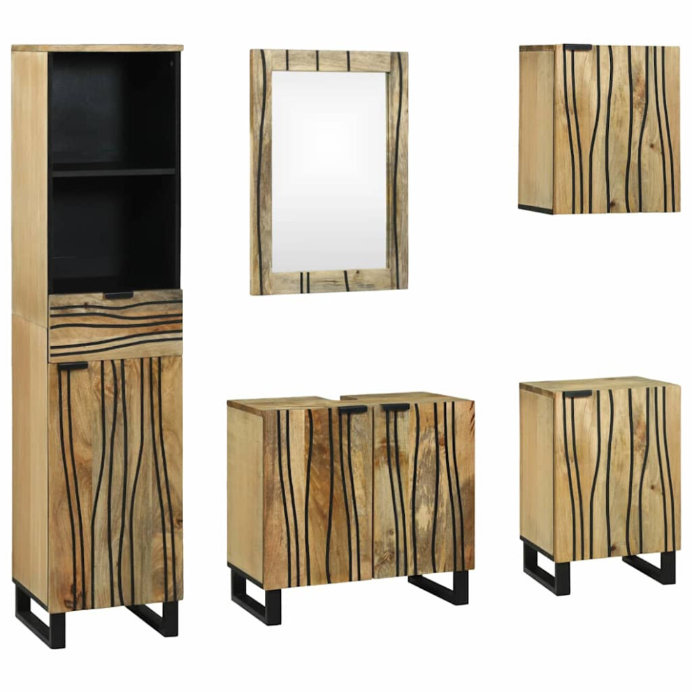 Vidaxl Bathroom Furniture Set With Drawer 5 Pcs Brown Engineered Wood