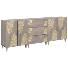 vidaXL Bathroom Cabinet Set 3 pcs Grey and Gold 180 x 33 x 75 cm