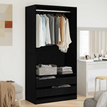 vidaXL Wardrobe with Shelf Black Oak 100 x 50 x 200 cm Engineered Wood