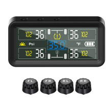 Solar Tire Pressure Monitoring System TPMS with 4 Inches LCD Display 5 Modes Tire Pressure Monitor for RV/Trailer/Truck