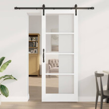 vidaXL Sliding Door ORKDAL White and Black 83 x 211 cm