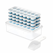 Eiswürfelform-Set mit Deckel und Behälter - Silikon-Eiswürfelformen für Den Gefrierschrank, Stapelbarer Aufbewahrungsbehälter und Schaufel