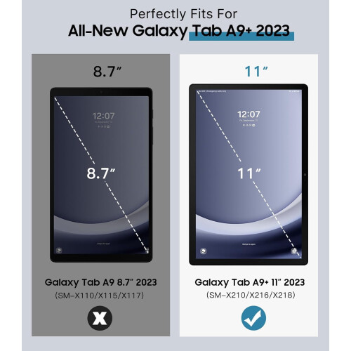 Capa compatível com Samsung Galaxy Tab A9+/A9Plus de 11 polegadas (2023), fina, leve, com suporte e parte traseira rígida para proteção. 1
