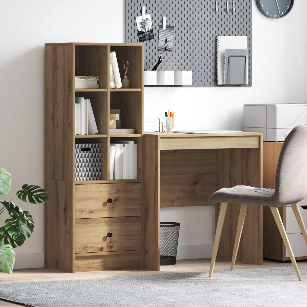 Vidaxl Desk With Drawer With Shelf With Storage 2 Pcs Artisan Oak