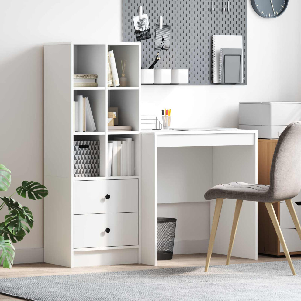 Vidaxl Desk With Drawer With Shelf With Storage 2 Pcs White