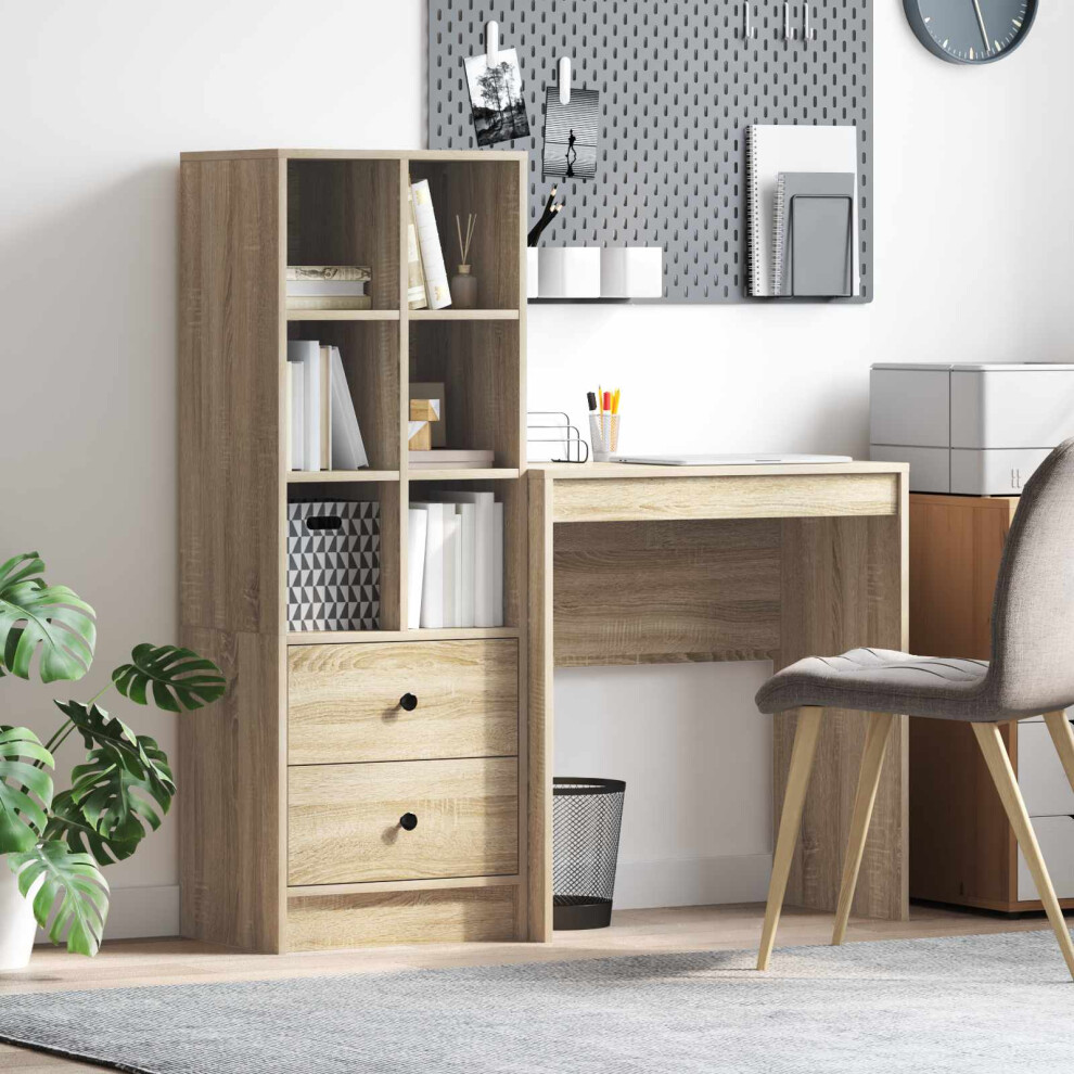 Vidaxl Desk With Drawer With Shelf With Storage 2 Pcs Sonoma Oak