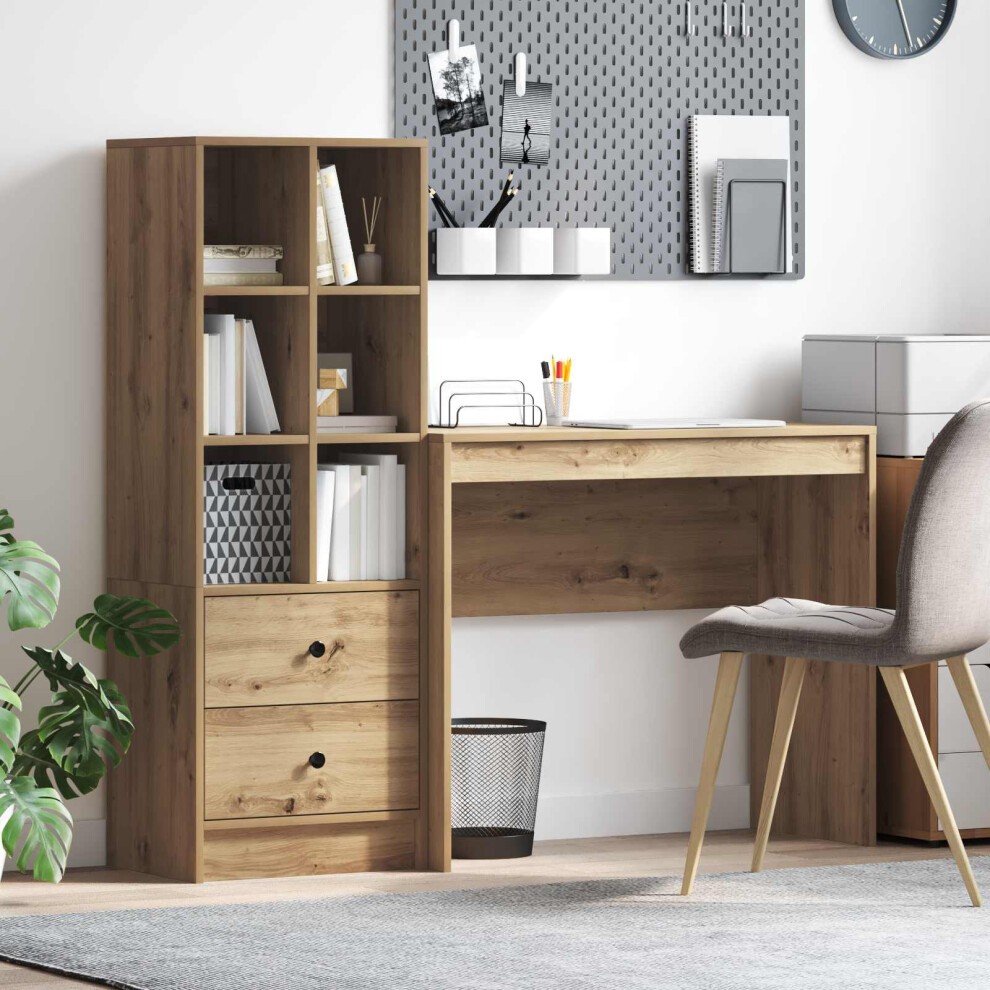 vidaXL - Desk - Artisan Oak - 135.5 x 40 x 127 cm - Brown - Image 2