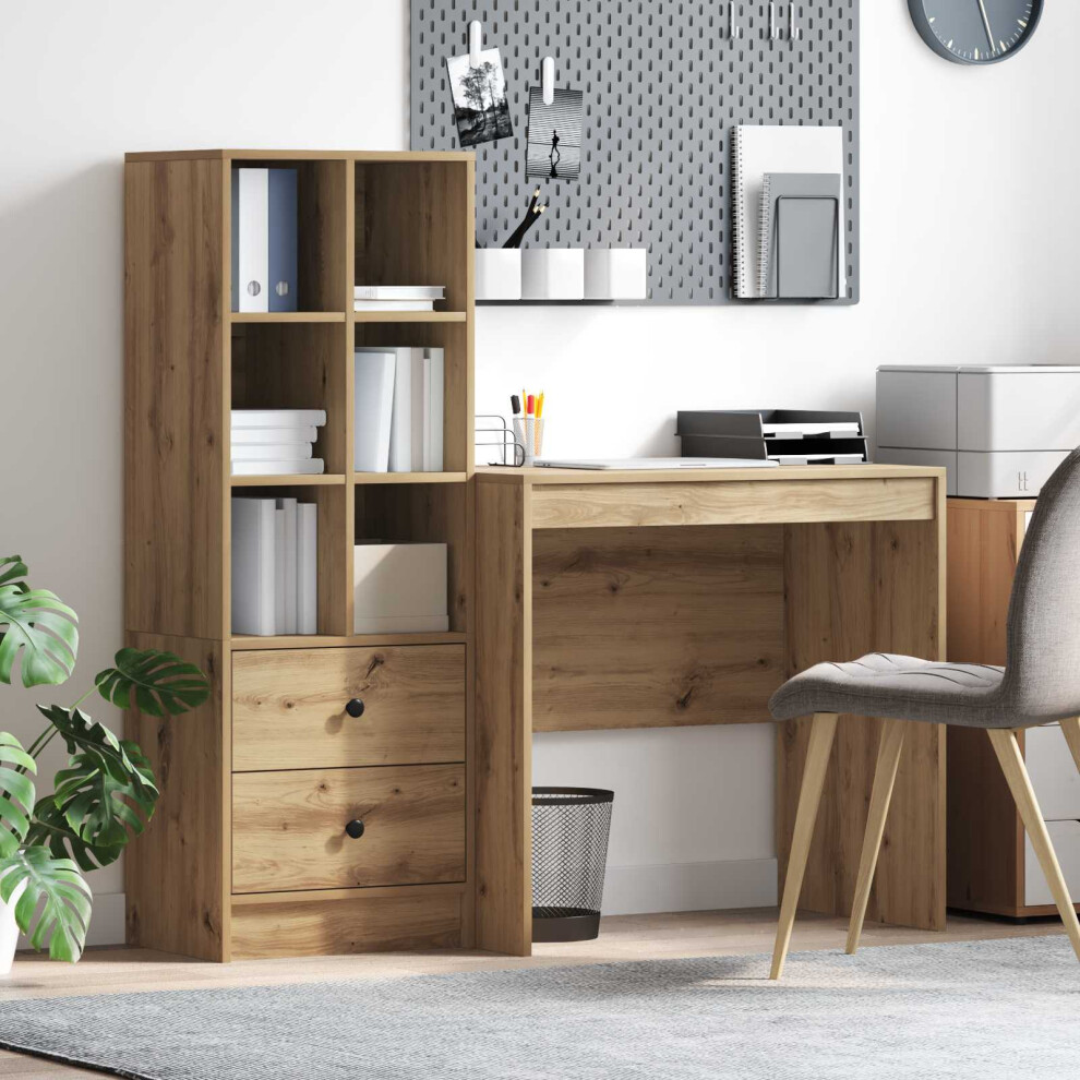 VIDAXL - Desk - Artisan Oak - 125.5 x 50 x 127 cm - Brown - Image 2
