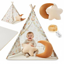 Kindertent - MAMABRUM - Mamabrum - 100x100x135 cm - antislipmat - LED-lampjes garland
