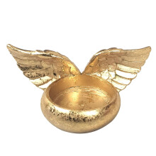 Suporte para vela em forma de asas de anjo, em resina, para oração na igreja natalina.