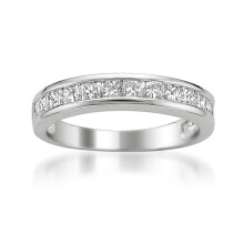 Platin-Ehering mit 1 Karat Diamant im Prinzessschliff (Gesamtgewicht)