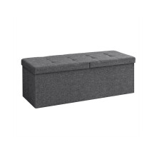 Storage Ottoman - Fabric - Dark Grey - 120L Capacity with Flip-Up Lid