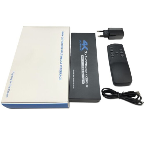 INF HDMI Switch 7 Inputs 1 Output 4K @ 60Hz, for DVD Player PS5 PS4 Xbox 1