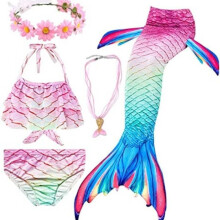 5429G 5-teiliges Meerjungfrauen-Schwanz-Set für Mädchen, Schwimmen, Bikini-Badeanzug, Meerjungfrauenschwanz, Prinzessinnen-Meerjungfrau