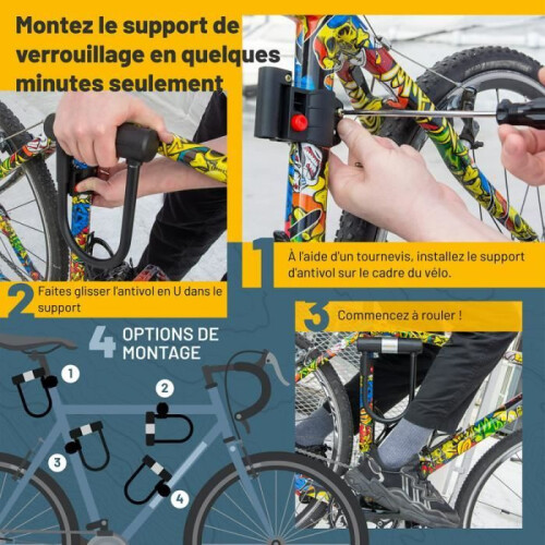 SIGTUNA Bicycle Lock - Yellow - 1.2m Cable - 16mm - 3 Security Keys 2