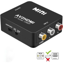 Adaptador RCA a HDMI - Zamus - Mini AV - 1080P - Compatible con PS2 y Wii - Negro