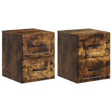 vidaXL Wall-Mounted Bedside Cabinet 2 pcs Smoked Oak 34.5 x 33 x 40 cm