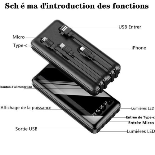 Φορητή εξωτερική μπαταρία LCD με οθόνη Weuiortn 23800mAh και 4 γραμμές δεδομένων, κατά 1