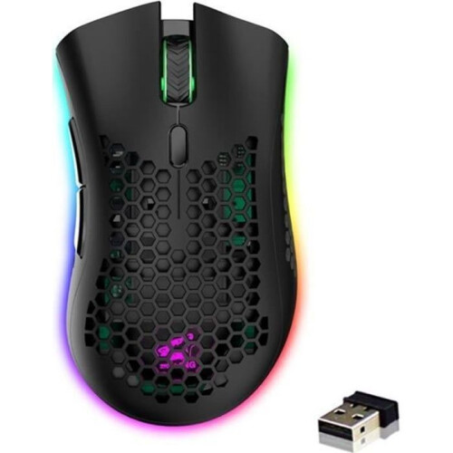 Ποντίκι παιχνιδιών RGB, Ασύρματο επαναφορτιζόμενο USB 2.4G Nano ρυθμιζόμενο DPI, εξ