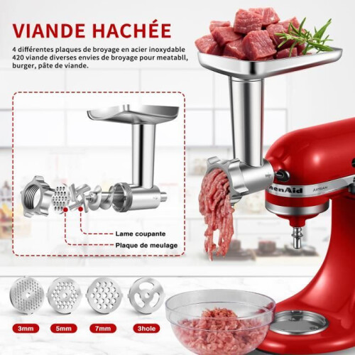 Εξάρτημα μύλου για μίξερ KitchenAid, 3 σωλήνες και θήκες για γέμιση λουκάνικων, 4 δ 1