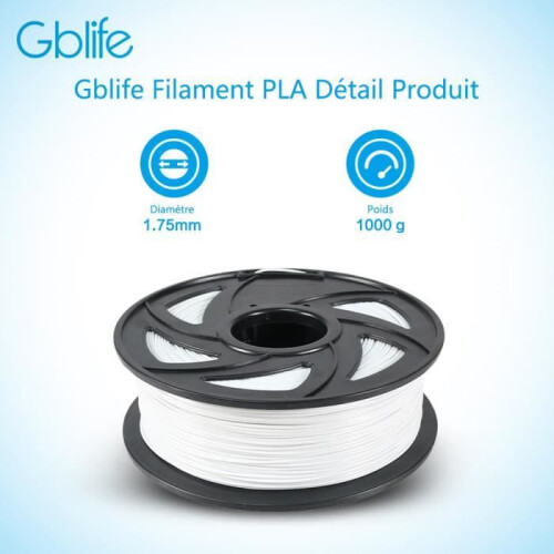 Νήμα PLA 1,75 mm για τρισδιάστατο εκτυπωτή, 1KG, Λευκό - GBlife - Εξαιρετική ποιότητα 1