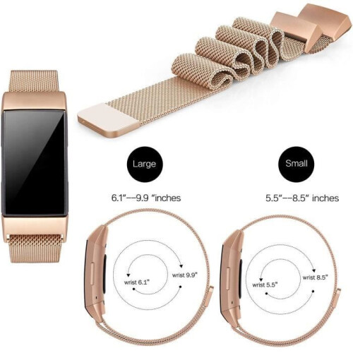 Βραχιόλι Milanese Loop συμβατό με Fitbit Charge 3 & Fitbit Charge 4, Ρυθμιζόμενο μεταλλικό λουρ 2