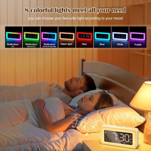 Ψηφιακό Ξυπνητήρι - UVERBON - RGB - Διπλό Ξυπνητήρι - Θύρα Φόρτισης USB - Έξτρα Δυνατ 1