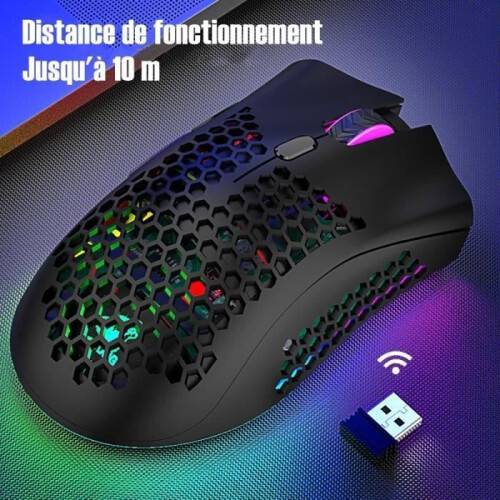 Ποντίκι παιχνιδιών RGB, Ασύρματο επαναφορτιζόμενο USB 2.4G Nano ρυθμιζόμενο DPI, εξ 2