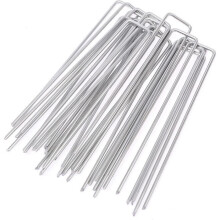 Galvanized Steel Fixing Stakes - 50pcs - U-Shaped for Weed Control Fabric - 150x25mm