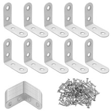 Set of 24 90 Degree L-Shaped Stainless Steel Corner Brackets with 96 Screws for Fixing Wooden Furniture (40 mm x 40 mm)