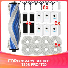 Accessories for Ecovacs Deebot T30S Pro/T30S, Replacement Part with Main Brush, Cleaning Cloths, Dust Bags,
