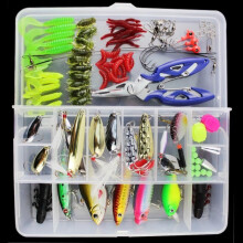 101PCS Fishing Lures Mixed Tool Hard Baits Soft Baits Popper Crankbait VIB Floating Hooks Accessories with Box