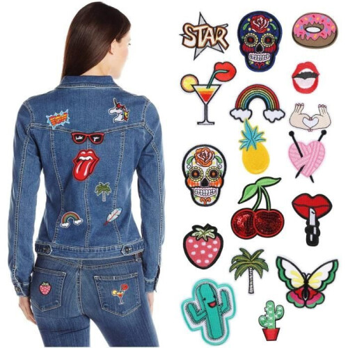 Toppe termoadesive, set da 32 pezzi di toppe ricamate termoadesive per personalizzare abbigliamento e magliette fai da te. 2