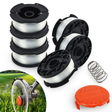 Trimmertrådspole for Black & Decker trimmere, 6 trimmerspoler med 1 fjær og 1 spoledeksel