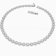 Srebrny naszyjnik tenisowy z okrągłymi cyrkoniami i lśniącymi kryształami, naszyjnik ślubny typu choker dla kobiet