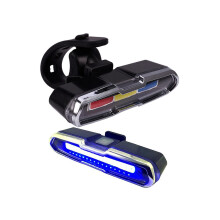 Lampă spate pentru bicicletă cu LED reîncărcabilă prin USB, culoare roșie - alb - albastru