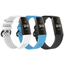 Kompatibel med Fitbit Charge 3/Charge 4, justerbart, andningsbart silikonarmband, 15–20 cm.