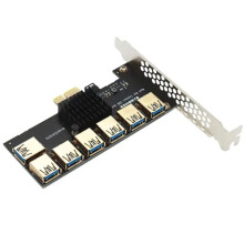 Carte D'Extension PCIe 1 Vers 7, Adaptateur Multiplicateur PCI Express, Hub USB 3.0 PCI-E X1 Vers X16 pour le Minage de Bitcoin (BTC)