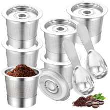 6er-Pack Wiederverwendbare K-Cups-Kaffeekapseln für Kaffeemaschinen PB051 & CFP101/PB041 mit 2 Messlöffeln für Kaffeemaschinen