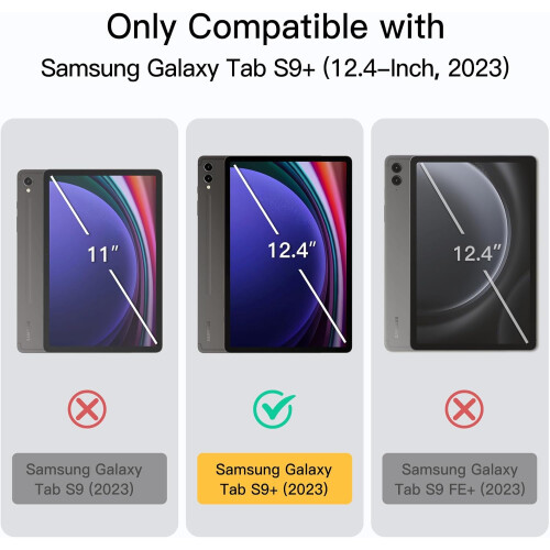 Θήκη συμβατή με Samsung Galaxy Tab S9Plus 12.4 ιντσών με ενσωματωμένη προστασία οθόνης και 1