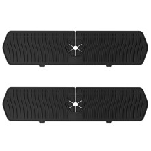 2X Kitchen Sink Guards Sink Guards Mat, Long Silicone Faucet Handle Water Catcher Tray for Kitchen Black