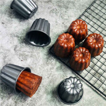Canele Mold, Cannele Muffin Cup, 12Pcs Non-Stick Cannele Mould Gray-Black Canneles